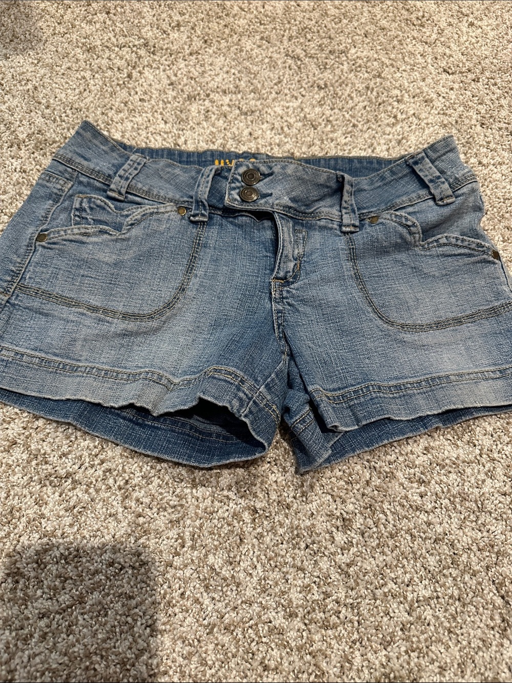 Hydraulic Light Blue Denim Shorts with Double Buttons